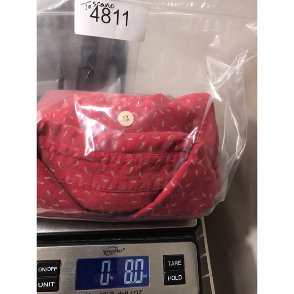 Toscano Silk Blend Button Shirt Mens Medium Red Geometric Short Sleeve Casual - Picture 13 of 13